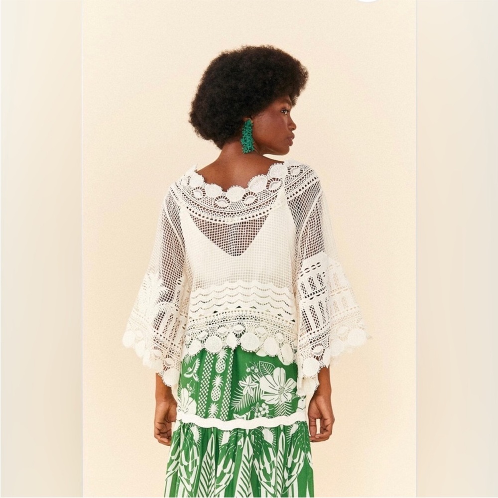 FARM Rio White Cropped Ruffled Blouse - Picture 8 of 16